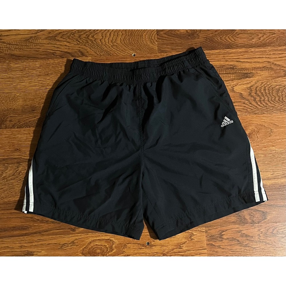 Adidas Climalite Mens Shorts Black White 3-Stripe Athletic Gym Running Size M